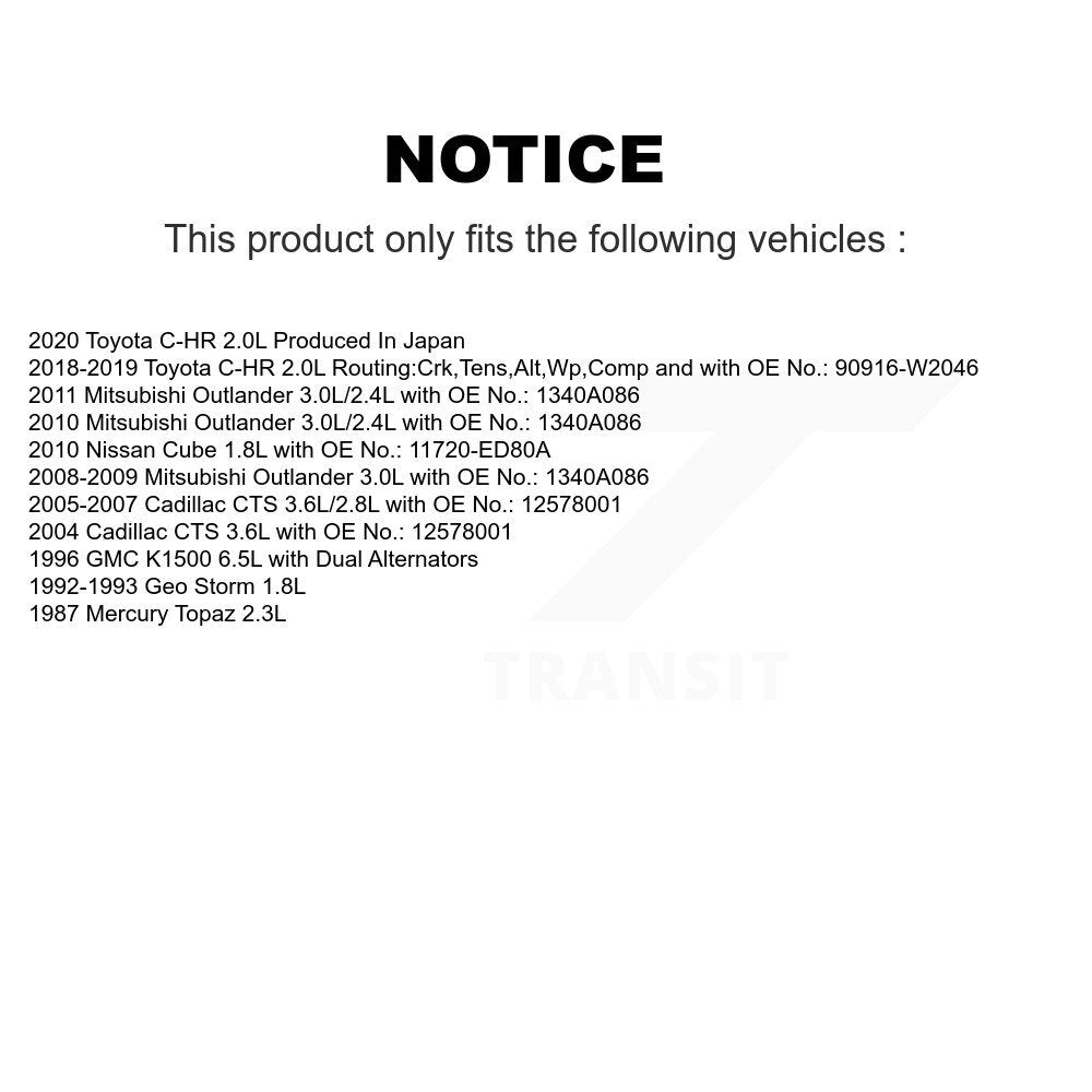 Courroie d'entraînement accessoire pour Toyota C-HR Mitsubishi Outlander Cadillac cds GMC K150