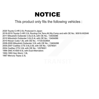 Courroie d'entraînement accessoire pour Toyota C-HR Mitsubishi Outlander Cadillac cds GMC K150