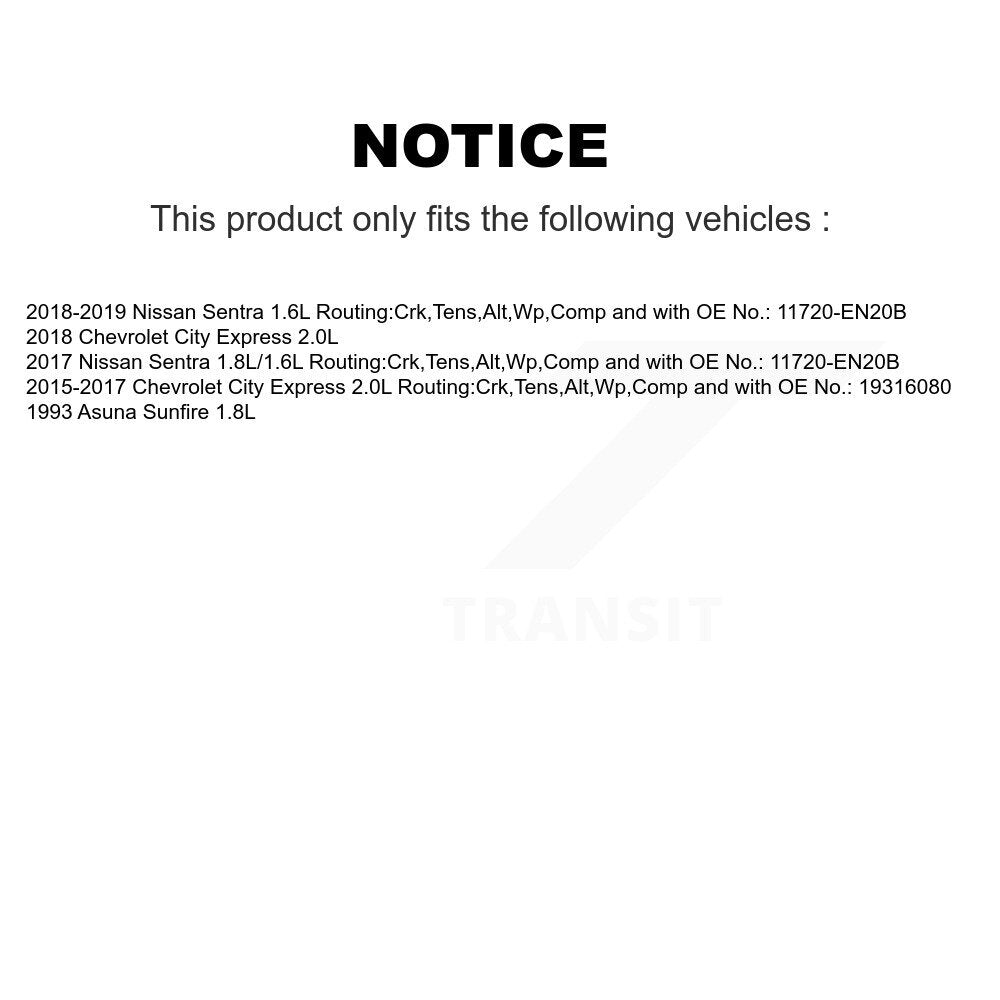 Courroie d'entraînement accessoire pour Nissan Sentra Chevrolet City Express Asuna Sunfire
