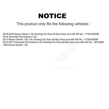 Courroie d'entraînement accessoire pour Nissan Sentra Chevrolet City Express Asuna Sunfire