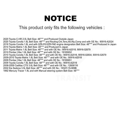 Courroie d'entraînement accessoire pour Toyota Corolla Matrix Pontiac Vibe C-HR Cadillac CTS