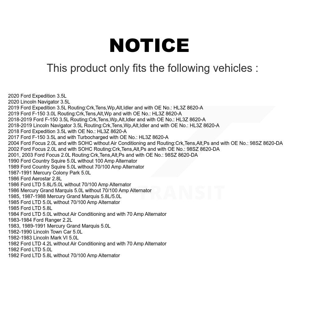 Courroie d'entraînement accessoire pour Ford F-150 Focus Expedition Lincoln Navigator Town Car