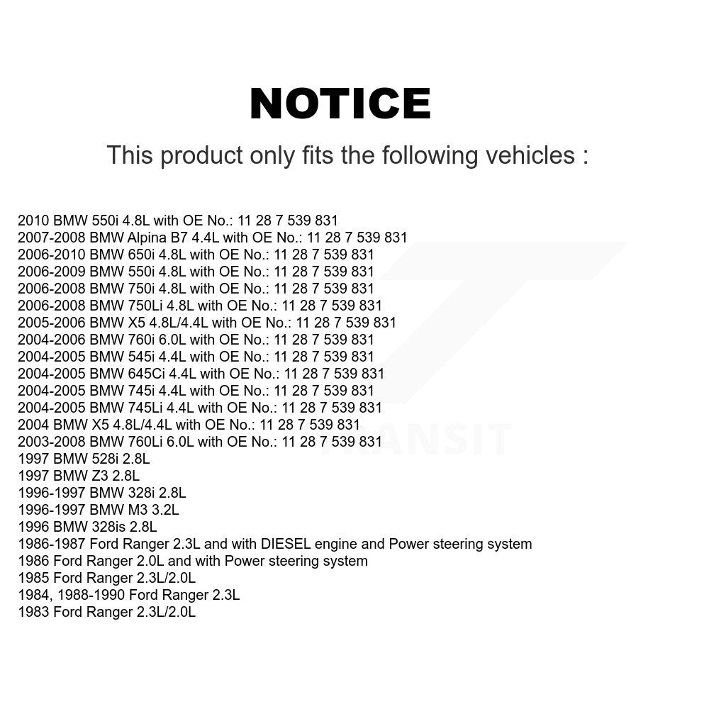 Courroie d'entraînement accessoire d'alternateur pour BMW X5 Ford Ranger 650i Z3 328i 645Ci 550i