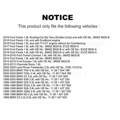 Courroie d'entraînement accessoire pour Ford Escape Fiesta Chevrolet Sonic Transit Connect BMW