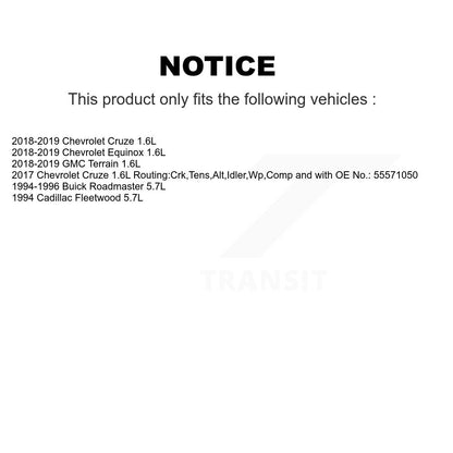 Courroie d'entraînement accessoire pour Chevrolet Cruze Equinox GMC Terrain Buick Roadmaster