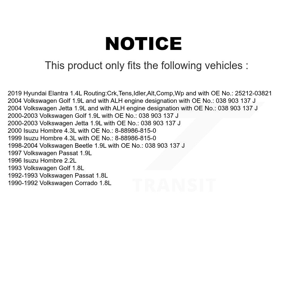 Courroie d'entraînement accessoire pour Volkswagen Jetta Hyundai Elantra Golf Beetle Corrado