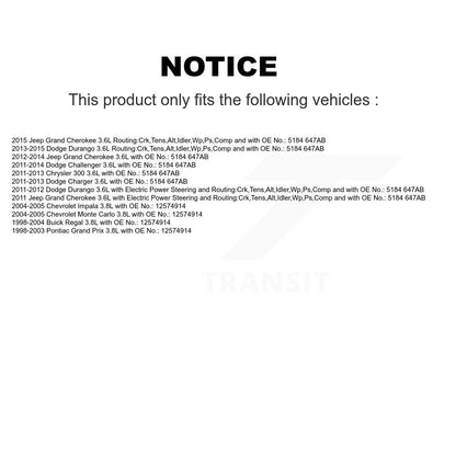 Courroie d'entraînement accessoire pour chargeur Jeep Grand Cherokee Dodge Durango Chrysler 300