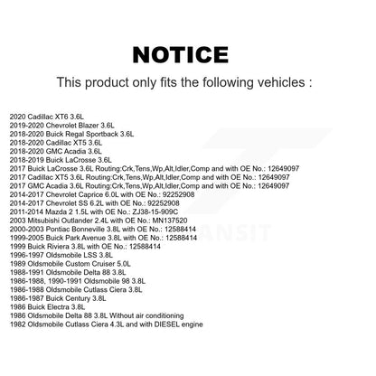 Courroie d'entraînement accessoire pour Cadillac Mazda 2 XT5 GMC Acadia Chevrolet Blazer Buick