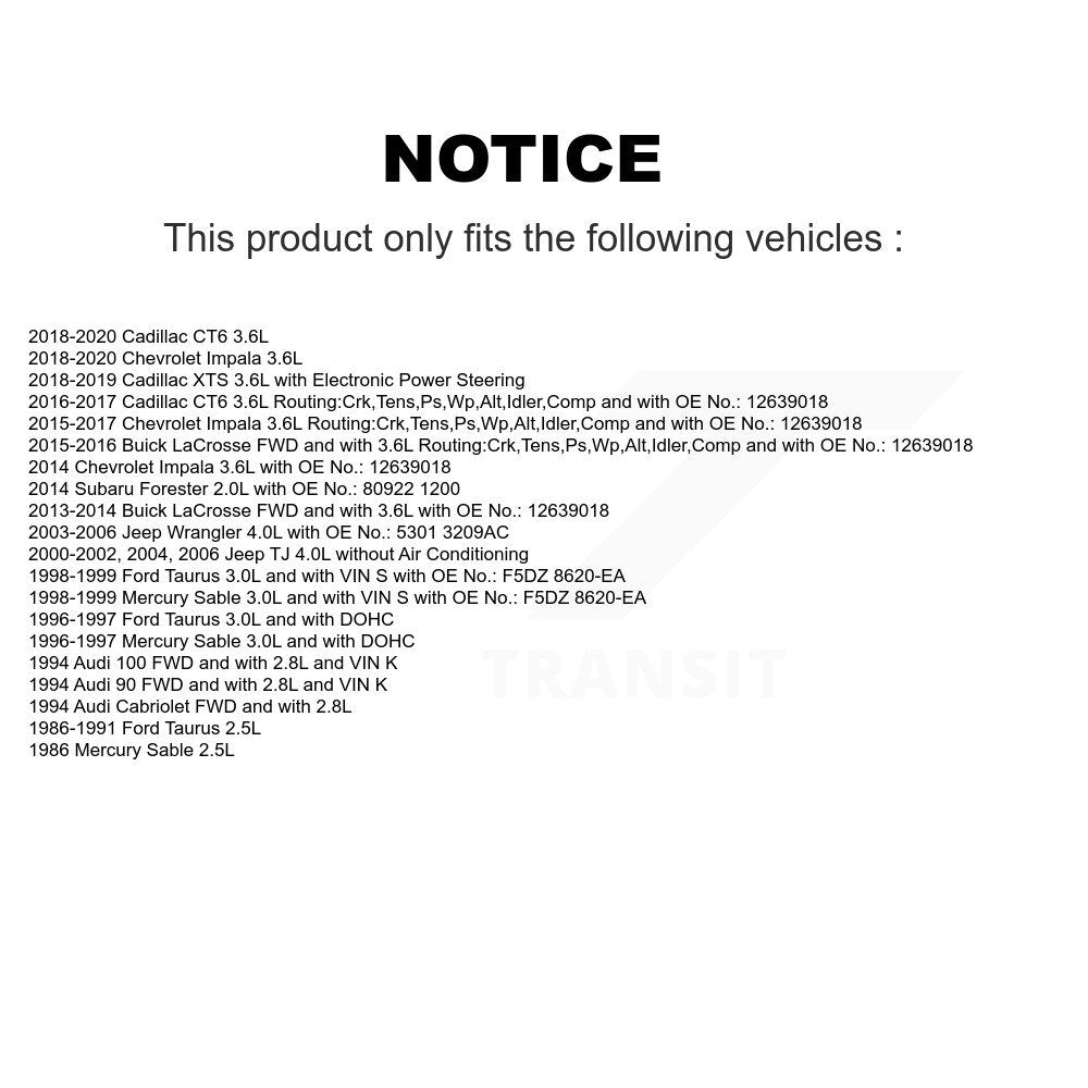 Courroie d'entraînement accessoire pour Chevrolet Impala Subaru Forester Jeep Wrangler Buick 9