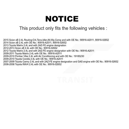 Courroie d'entraînement accessoire pour Toyota Corolla Matrix Camry RAV4 Pontiac Vibe Scion xB