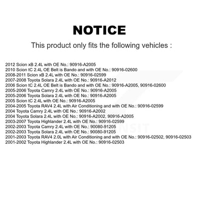 Courroie d'entraînement accessoire de pompe à eau, pour Toyota Camry Highlander RAV4 Solara Scion x