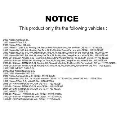 Courroie d'entraînement accessoire pour Nissan TITAN INFINITI NV2500 QX80 XD Armada NV3500 QX5