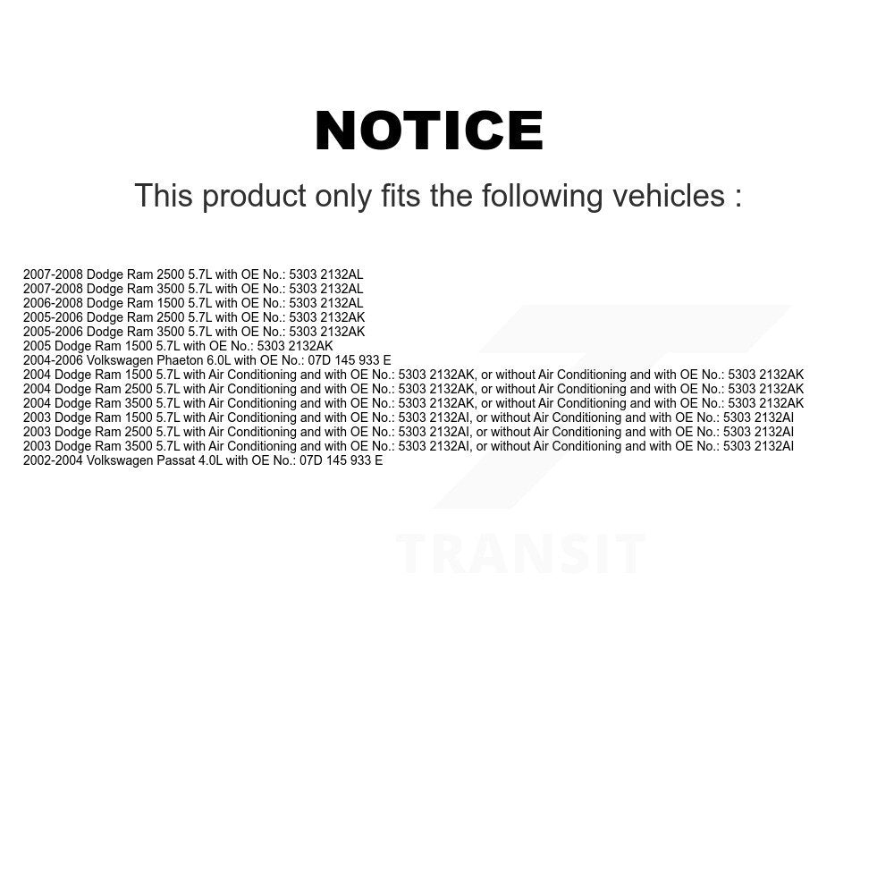 Courroie d'entraînement accessoire pour Dodge Ram 1500 3500 2500 Volkswagen Passat Phaeton
