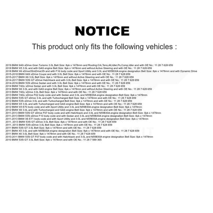 Courroie d'entraînement accessoire pour BMW X5 X6 535i xDrive GT 740Li 640i Gran Turismo