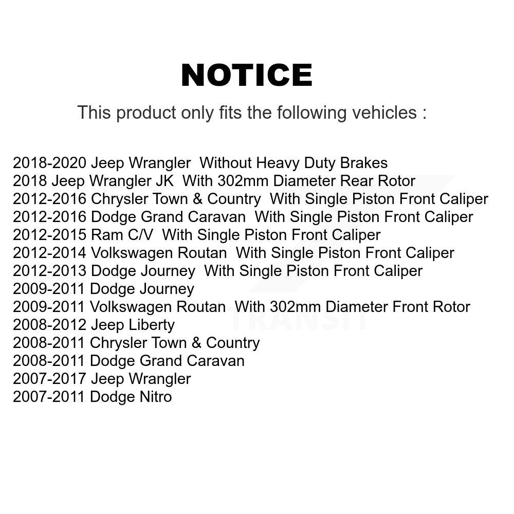 Plaquettes de frein à disque avant en céramique, pour Dodge Grand Caravan Jeep Wrangler Journey Tow