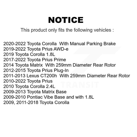 Rotor de frein à disque arrière, pour Toyota Corolla Matrix Prius Prime Pontiac Vibe awd-e