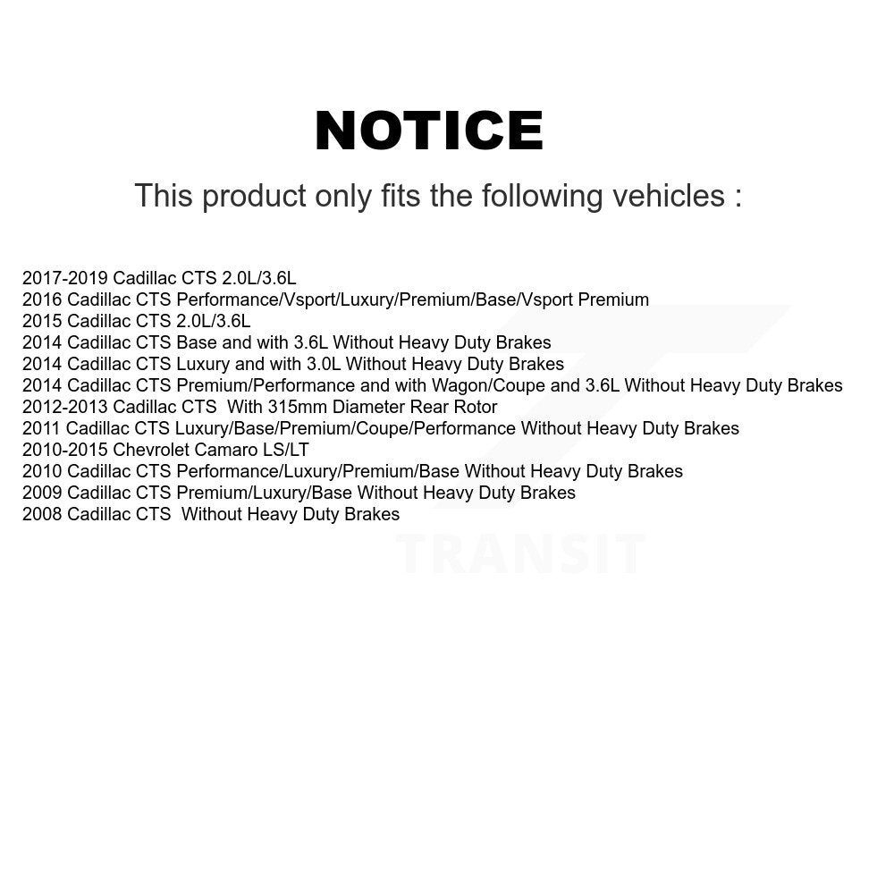 Rotor de frein à disque arrière pour Chevrolet Camaro Cadillac CTS DS1-580722