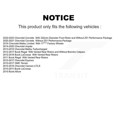 Rotor de frein à disque avant, pour Chevrolet Equinox GMC Terrain Buick Camaro Malibu
