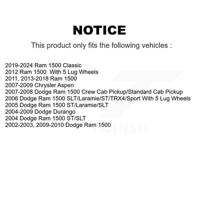 Rotor de frein à disque avant pour Ram 1500 Classic Dodge Durango Chrysler Aspen