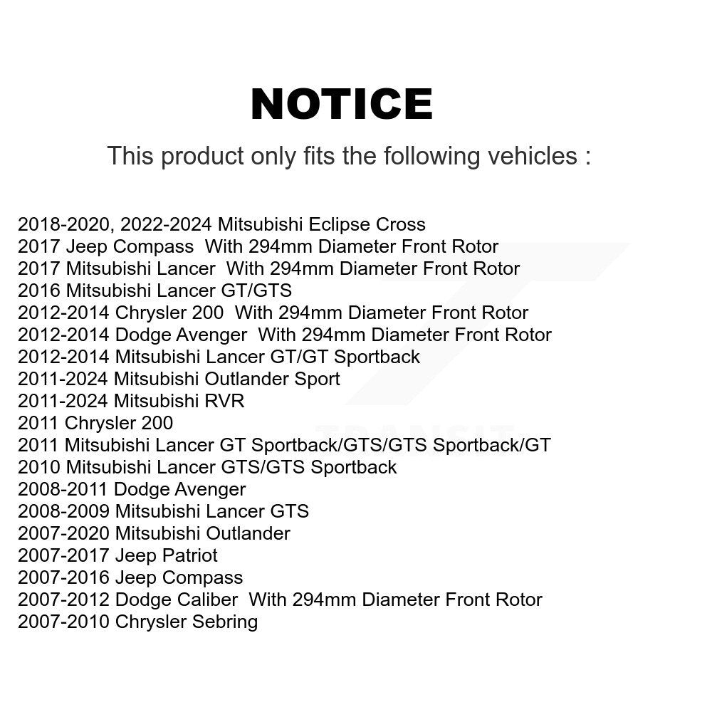 Rotor de frein à disque avant, pour Mitsubishi Jeep RVR Outlander Patriot Lancer Dodge