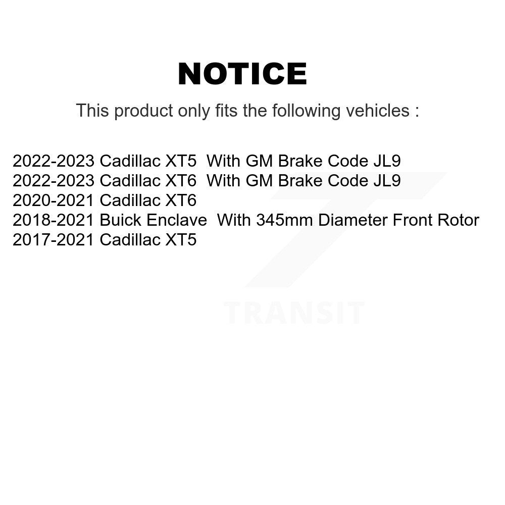 Rotor de frein à disque perforé perforé avant (1 pièce seulement) pour Cadillac XT5