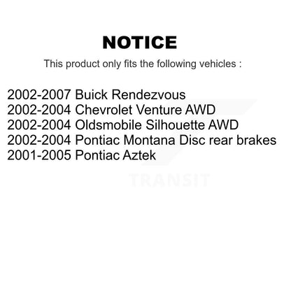 Rotor de frein à disque arrière, pour Buick rendez-vous Pontiac Montana Chevrolet Venture