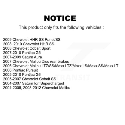 Rotor de frein à disque arrière, pour Chevrolet Malibu Pontiac Cobalt G5 G6 Saturn Ion HHR