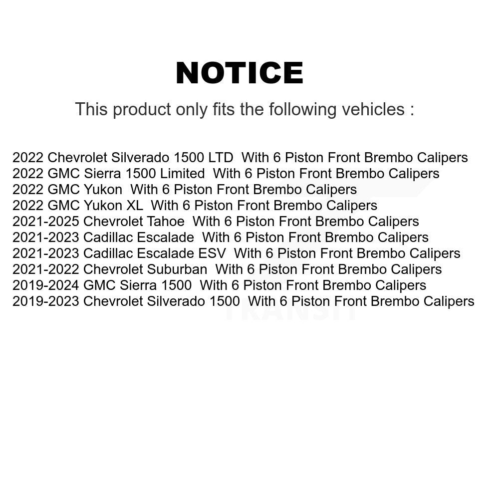 Rotor de frein à disque avant, pour GMC Sierra 1500 Chevrolet Silverado Limited Cadillac