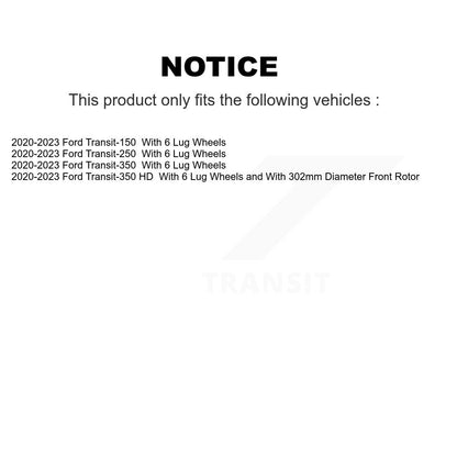 Rotor de frein à disque avant pour Ford Transit-250 Transit-350 Transit-150 H 2020 – 2023