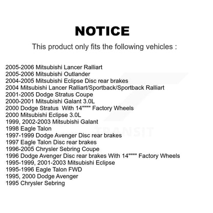 Rotor de frein à disque arrière, pour Chrysler Sebring Mitsubishi Lancer Eclipse Outlander