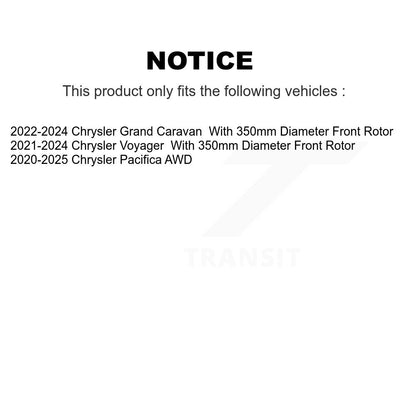 Rotor de frein à disque enrobé avant (1 pièce seulement) pour Chrysler Pacifica Grand Caravan