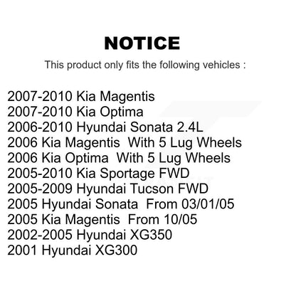 Rotor de frein à disque arrière, pour Hyundai Sonata Tucson Kia Sportage Optima XG350 XG300