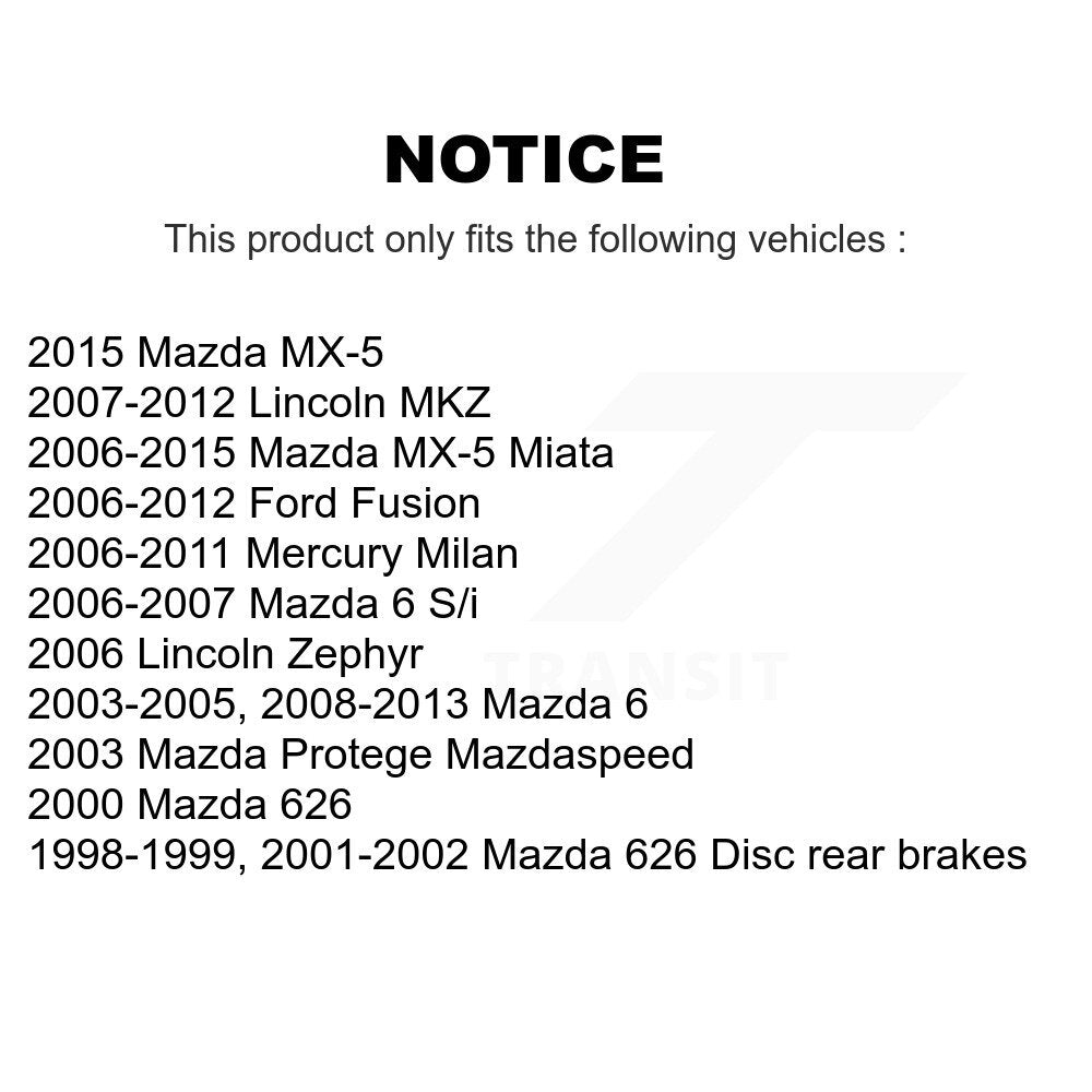 Rotor de frein à disque arrière, pour Ford Fusion Mazda 6 MX-5 Miata Lincoln MKZ Protege 62