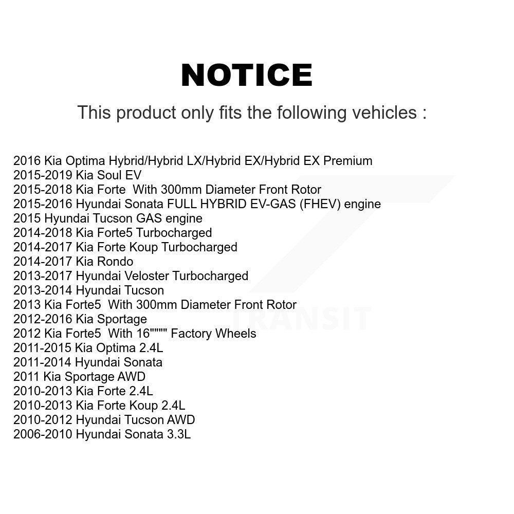 Rotor de frein à disque avant, pour Kia Hyundai Sonata Forte Tucson Optima Sportage Rond