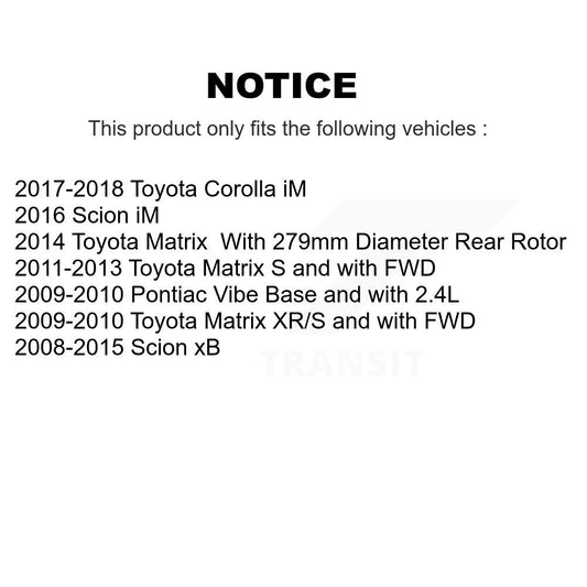 Rotor de frein à disque arrière, pour Toyota Matrix Pontiac Vibe Corolla iM Scion xB