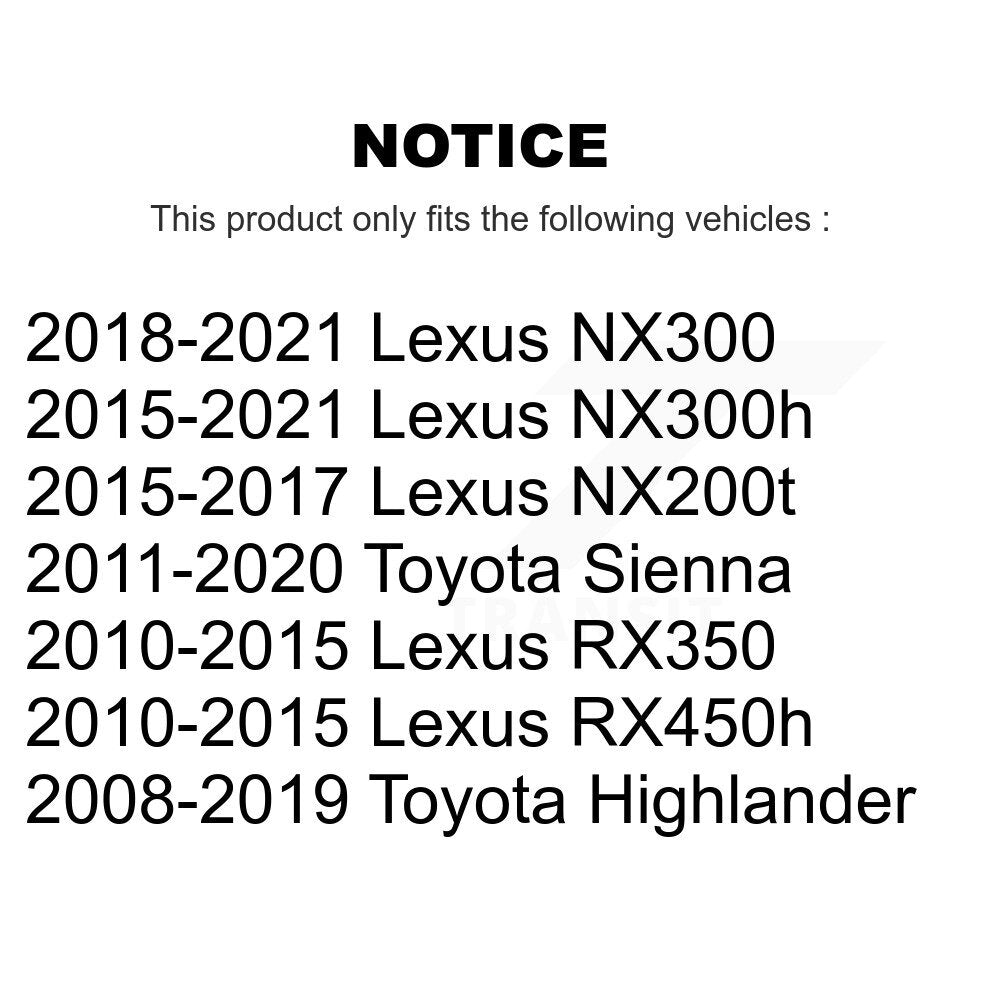 Rotor de frein à disque avant, pour Toyota Highlander Sienna Lexus RX350 NX300 NX200t