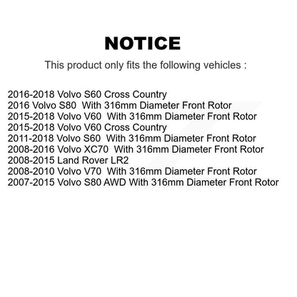 Rotor de frein à disque avant, pour Volvo XC70 S60 Land Rover LR2 V60 S80 Cross Country