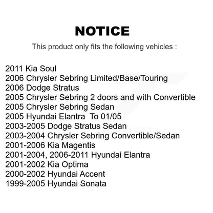 Paire de cylindres de roue de frein à tambour arrière, pour Hyundai Elantra Kia Soul Chrysler Sonat