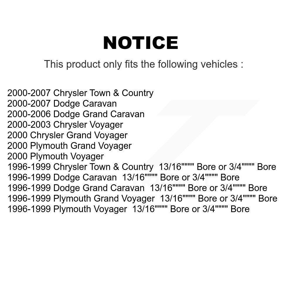 Paire de cylindres de roue de frein à tambour arrière, pour Dodge Caravan Grand Chrysler Town &