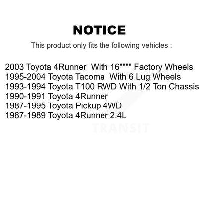 Paire de cylindres de roue de frein à tambour arrière, pour Toyota Tacoma Pickup 4Runner T100