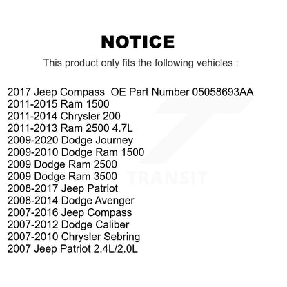 Filtre à air d'habitacle (paquet de 2) pour Dodge Ram 1500 Journey Jeep Patriot Chrysler 200