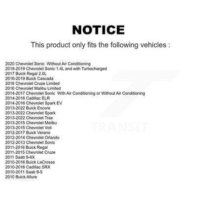 Filtre à air d'habitacle (paquet de 2) pour Chevrolet Cruze Buick Encore Trax Spark Sonic SRX