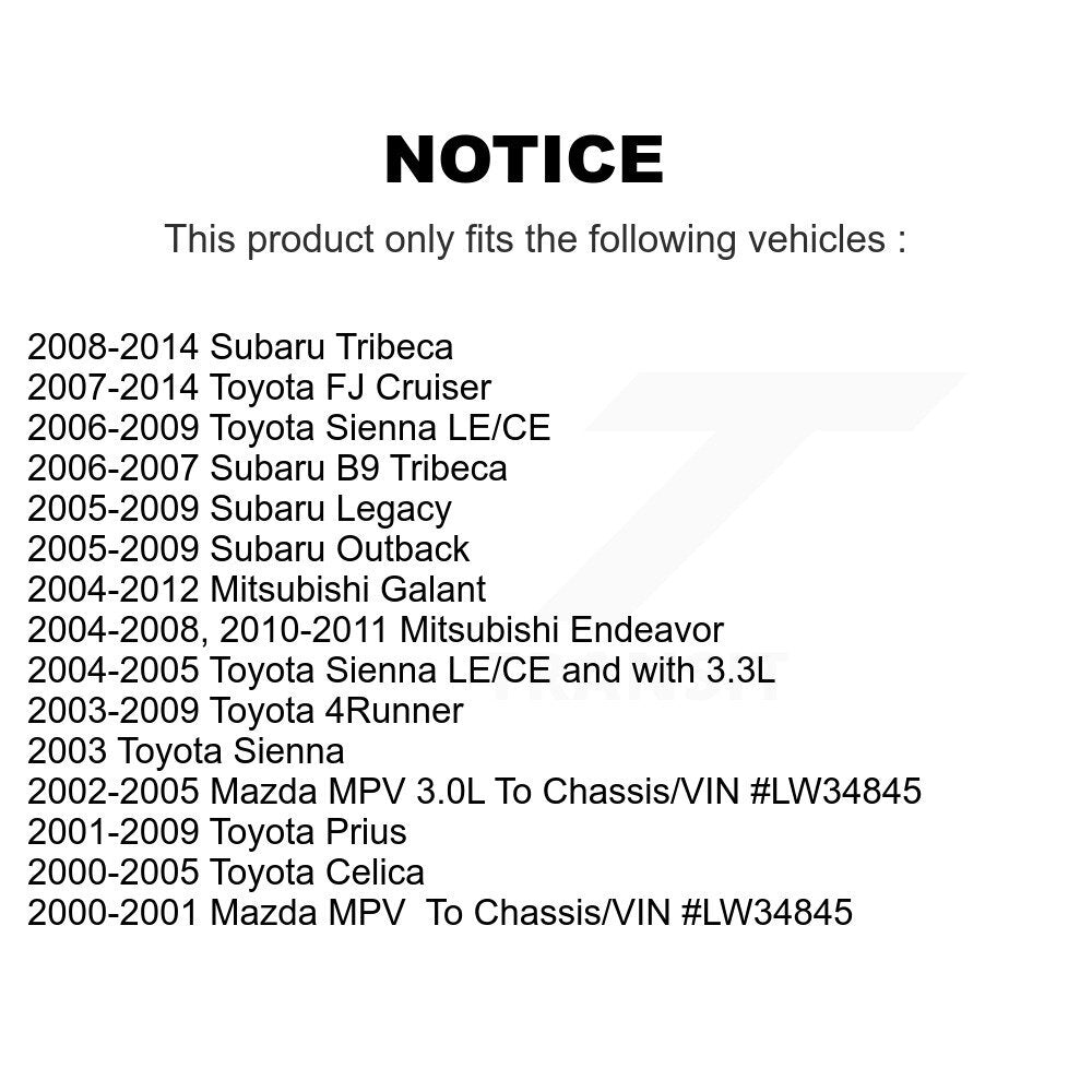 Filtre à air d'habitacle (paquet de 4) pour Toyota Sienna Subaru 4Runner FJ Cruiser Prius MPV