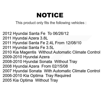 Filtre à air d'habitacle (paquet de 5) pour Hyundai Santa Fe Sonata Kia Optima Azera Magentis