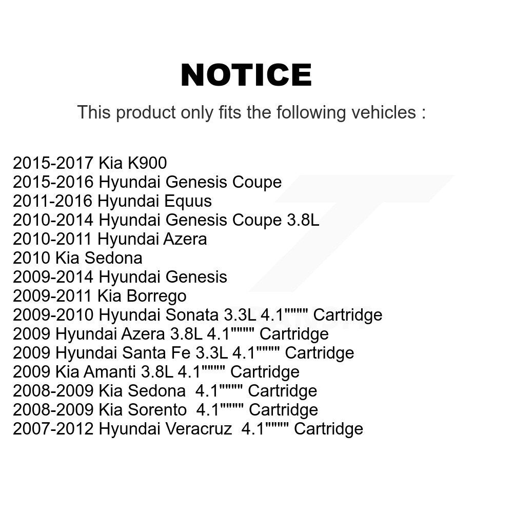 Filtre à huile à cartouche moteur (paquet de 2) pour Hyundai Santa Fe Genesis Coupé Sonata