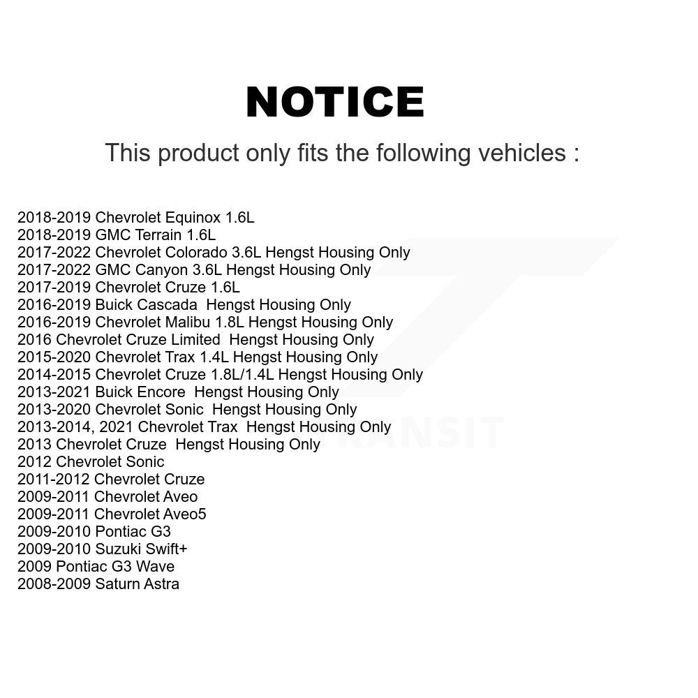 Filtre à huile à cartouche moteur (paquet de 4) pour Chevrolet Cruze Buick Encore GMC Trax