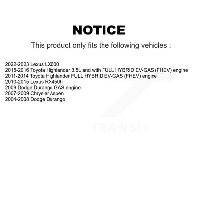 Filtre à air moteur (paquet de 2) pour Toyota Highlander Lexus RX450h Dodge Durango