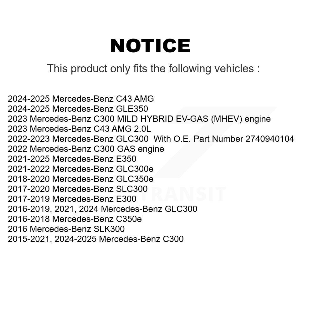 Filtre à air moteur (paquet de 9) pour Mercedes-Benz GLC300 C300 E300 GLE350 E350 C43
