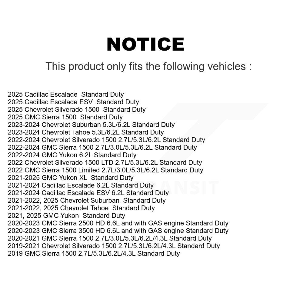 Filtre à air moteur (paquet de 2) pour GMC Chevrolet Silverado 1500 Sierra 2500 HD 3500