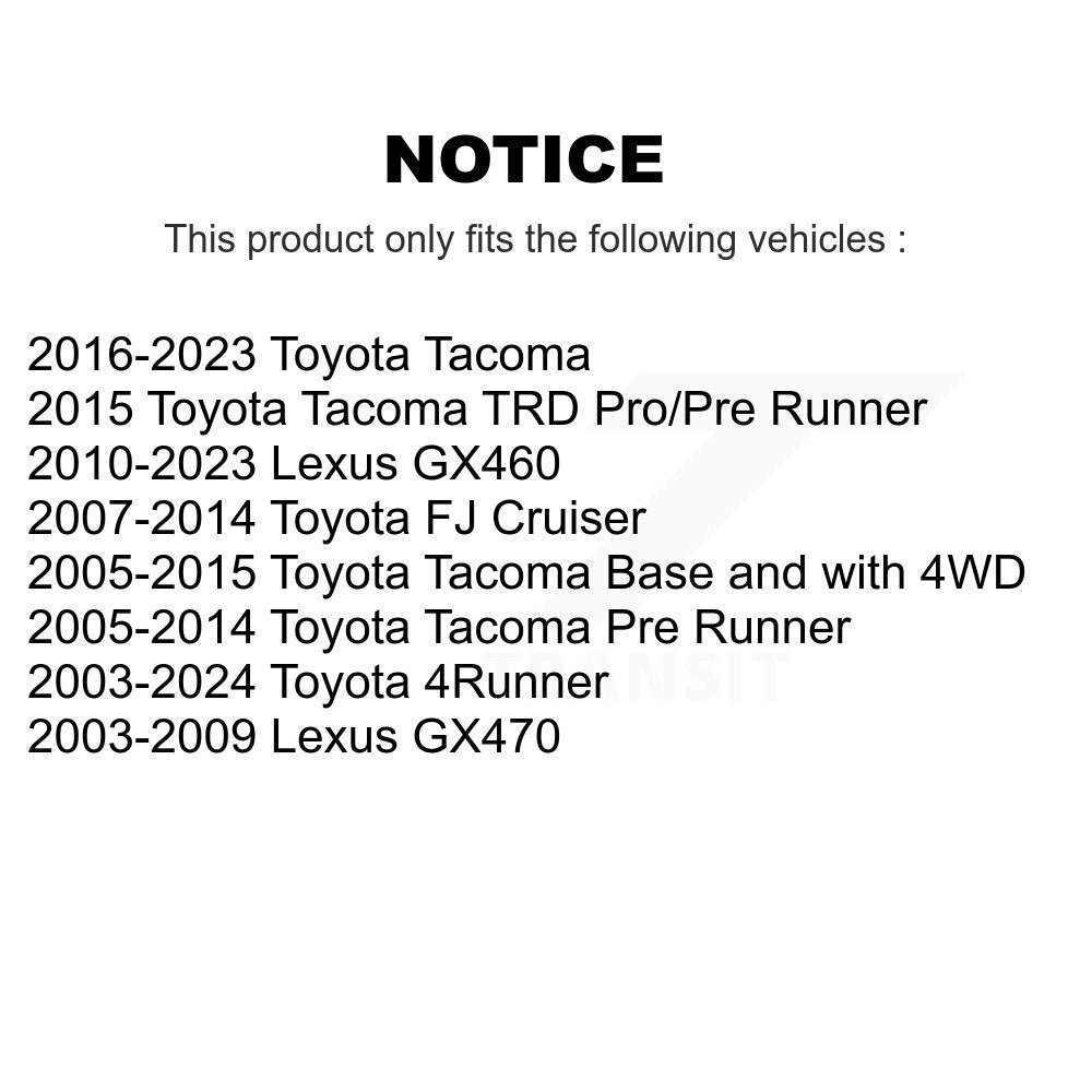 Paire d'assemblage de roulements de roue avant, pour Toyota Tacoma 4Runner FJ Cruiser Lexus